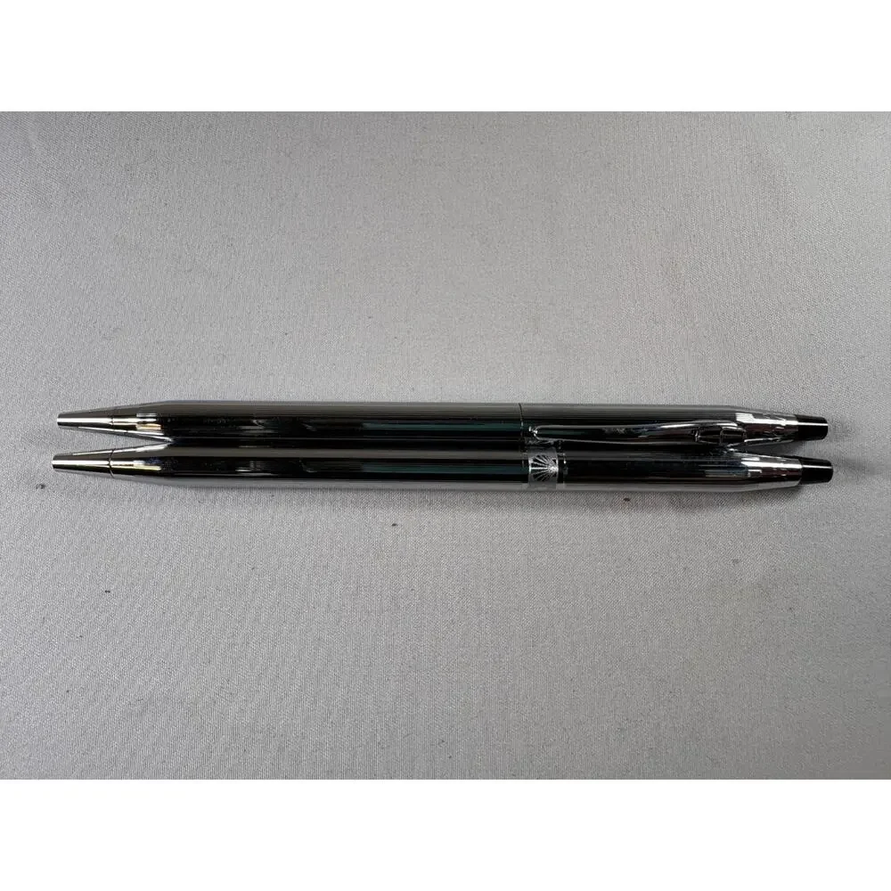 Cross Chrome Ballpoint Pen Mechanical Pencil Set USA Made Vintage